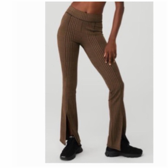 Alo Yoga Jacquard High-waist Glenplaid Flutter Legging Cinnamon Sz M
